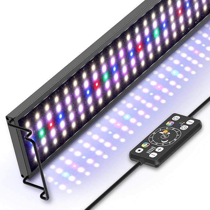 hygger Aquarium LED Light Fish Tank Full Spectrum Lighting with 24/7 Day-Night Cycle Mode & Auto On/Off Timer, 7 Colors Options, Dimmable, Extendable Bracket for 24~30in Freshwater Tank