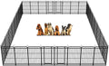 Dog Playpen Outdoor 32 Panels Heavy Duty Dog Fence 47" Height with Thick Pipe Anti-Rust with Doors Portable for RV Camping Yard, Total 71FT, 406 Sq.ft, Snowy Black