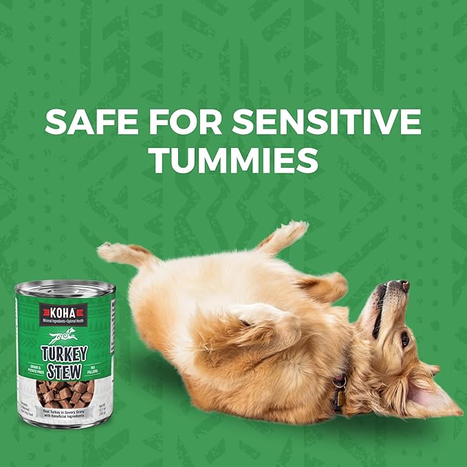 KOHA Minimal Ingredient Turkey Stew for Dogs, High Protein Limited Ingredient Dog Food, 12.7oz Cans (Case of 12)