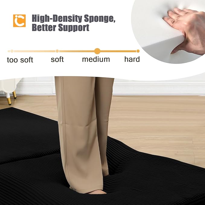 COMAX Folding Sofa Bed, Fold Out Chair Bed, Foldable Sofa, Convertible Sleeper for Adults, Futon Chair Single Small Floor Couch for Spaces, Bedroom Living Room Guest Room, Black