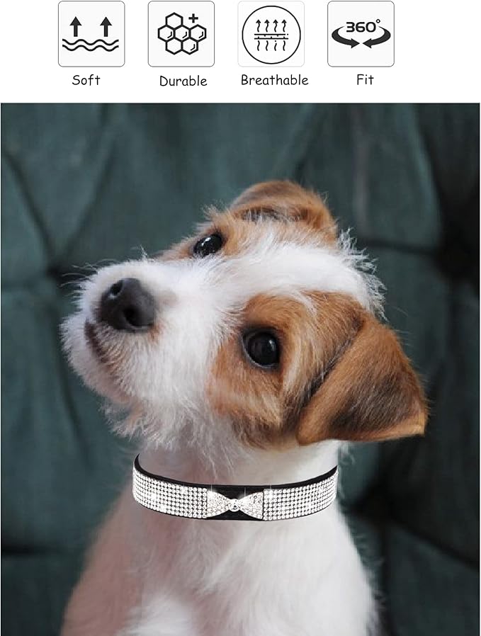 Bling Dog Collar for Small Medium Large Dogs, Crown Rhinestone Dog Collars for Girl and boy Dog, Diamond Puppy Collars, Adjustable Leather Suede SOFE Cat Collar (XS(8.2"-10.6"/21CM-27CM), Pink2)