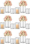 Hewory Glass Hurricane Candle Holder Set of 18, Black Large Hurricane Centerpiece for Table, Tall Floor Square Pillar Candle Holders Lantern Set for Wedding, Anniversary, Party, Fireplace, Dining Room