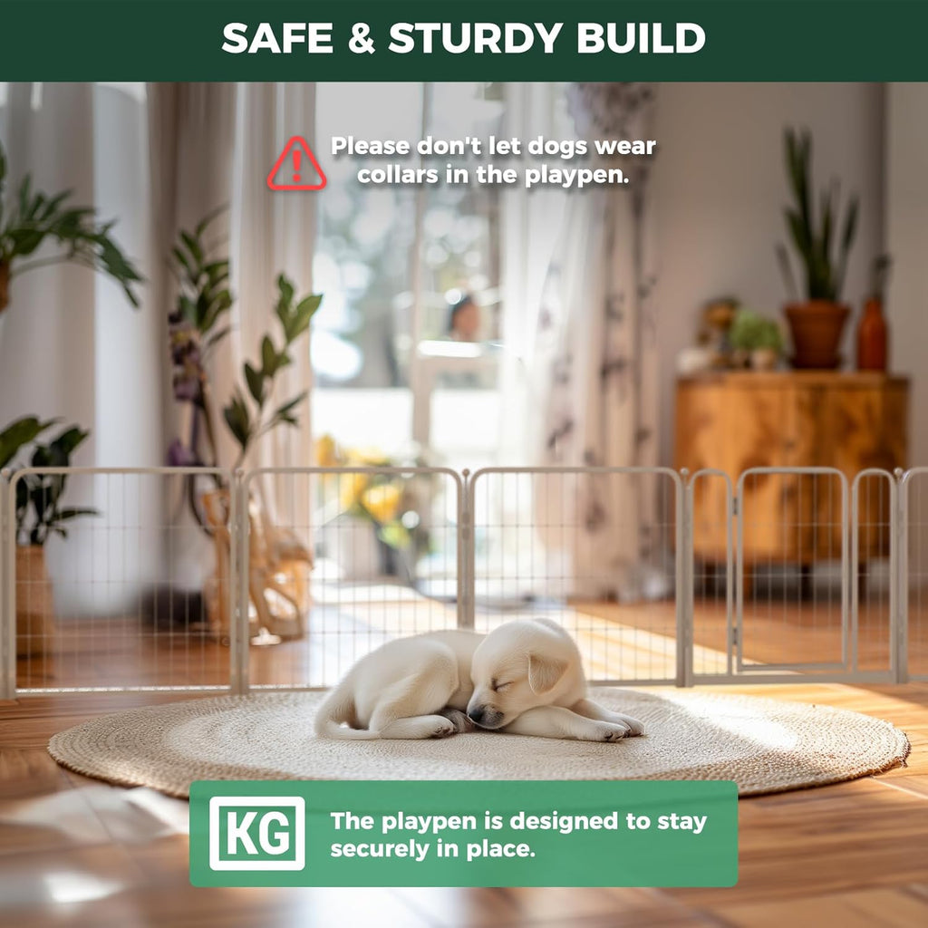 FXW Homeplus Unleashed Indoor Dog Playpen - Stress-Free and Safe Play, Heavy Duty 24 Inch 6 Wire Panels Dog Pen for Puppy and Small Dogs, White│Patented