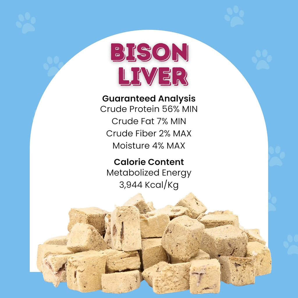 hotspot pets Freeze Dried Bison Liver Treats for Cats & Dogs - 1 Pound Big Bag,Made in USA, Single Ingredient All Natural, Grain-Free Bison Liver - Perfect for Training, Topper or Snack