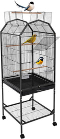 Birdcage Open Top 54 Inch Birdcages with Pull-Out Tray, Rolling Bird Cages with Wheels for Parakeets, Parrot, Cockatiel, Pigeon, Finch Cage(Black)
