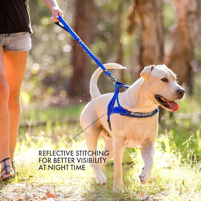 EzyDog Quick Fit Dog Harness, Soft Neoprene Padding - Large, Pink | Fast One-Click Buckle, Adjustable Fit, Strong Reinforced Materials, Reflective Stitching, No Pull Dog Harness, Easy Walking
