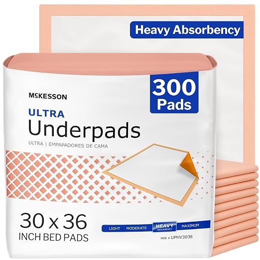 McKesson Underpads Bed Pads, Heavy Absorbency, 30 x 36 in, 300 ct | Chux Pads for Adults and Elderly, Baby Changing, Pee Pad for Pets