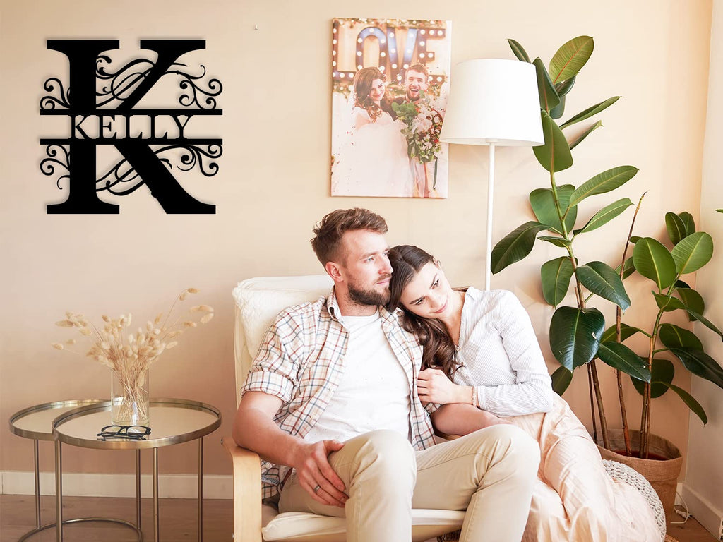 Custom Metal Name Sign | Personalized Metal Signs | Split Letter Monogram Wall Decor | Last Name Sign | Family Name Sign | Personalized Anniversary Wedding Gift | Outdoor Metal Art | Housewarming Gift