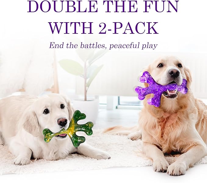 Dog Toys for Aggressive Chewers - 2 Pack Beef Bacon Flavor Tough Dogs Chew Toys, Indestructible Toy for Medium Large Dogs Gift