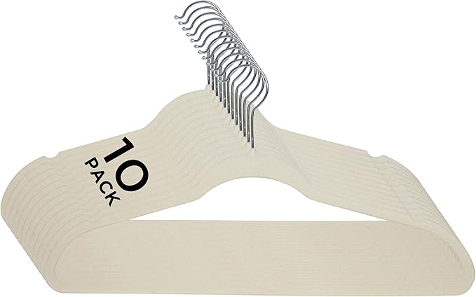 Simplify 10 Super Slim Velvet Huggable Hangers in Ivory