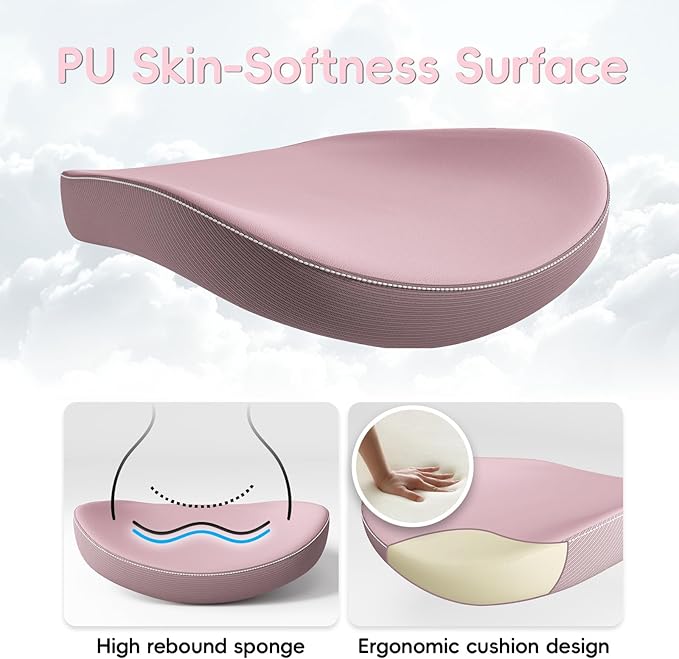 Office Home Ergonomic Desk Chair-Computer X-Shaped Chair Mesh PU Leather with Adjustable Lumbar Support-Executive Chair High Back Flip-Up Arms for Long Hours (Pink-No Headrest)