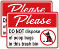 2PCS Please Do Not Dispose Poop Bags in This Trash Bin Stickers, Self-Adhesive Weatherproof Do not Throw Dog Poop Bag in The Trash Sign, Trash Can Stickers for Home，Yard，Restaurant（8" x 6"）