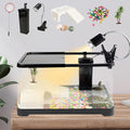 Turtle Tank Starter Kit, Upgraded Aquarium Fish Tank Kit with Filter,Fish Net, Reptile Habitat with Adjustable UV Lamp & Lid,Bask Platform for Crabs,Amphibians,Reptiles.(15.4" * 8.5" * 8.35")