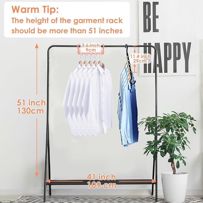 Magic Clothes Hangers Space Saving, Premium Closet Organizers and Storage, Sturdy Plastic Cascading Hanger with 5 Holes for Heavy Clothes, College Dorm Room Essentials, 4 Pack
