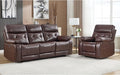 CANMOV Genuine Leather Power Recliner Sofa Set,Power Recliner Chair and Sofa Set, 2 Pieces Leather Couch with Storage Console, USB Ports, Cup Holders for Living Room,Dark Brown