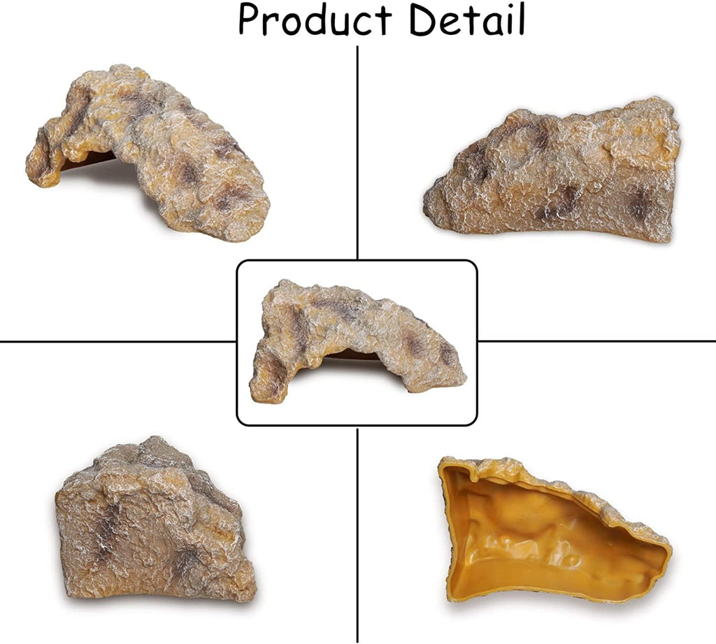 Reptile Hides Large Rock Reptile Cave Hideout Terrarium Habitat Decor Ornament Shelter for Snake Geckos Lizards Bearded Dragon Turtle Frogs Amphibians