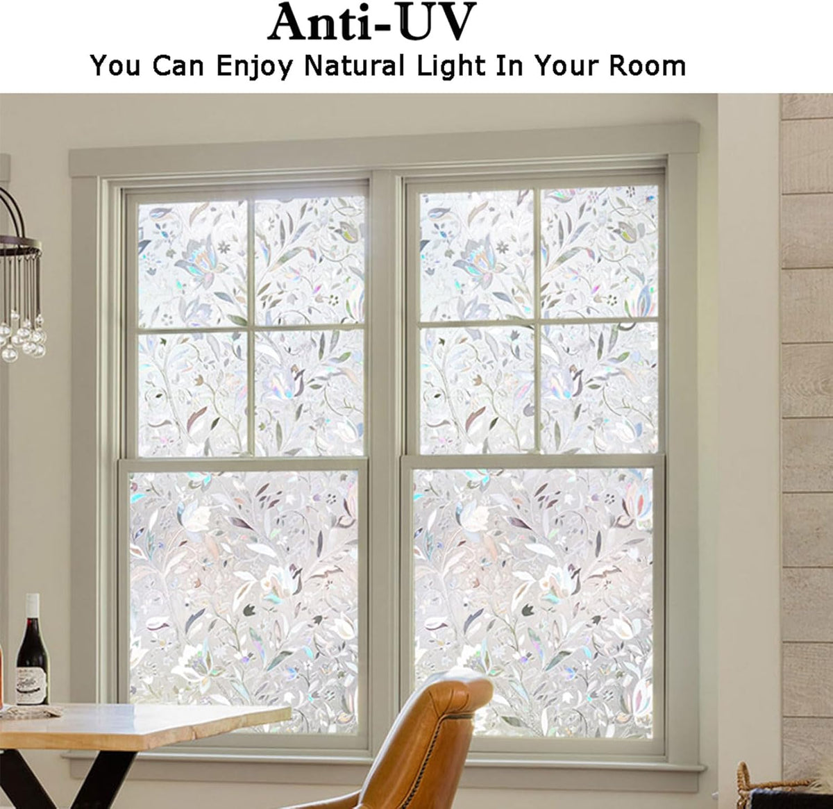 Kromapolis Window Privacy Film - Stained Glass Decorative Film, Frosted, Static Window Clings, Non-Adhesive, No-Glue (35.4 x 118.1in)