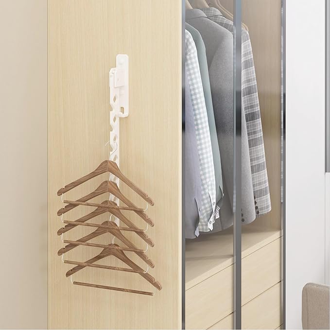 Wall Mounted Clothes Drying Rack, Wall Clothes Hanger Hook for Laundry Room, Clothes Hanger Foldable, Wall Clothes Rack Indoor, Perfect for Small Spaces, White 2 Packs