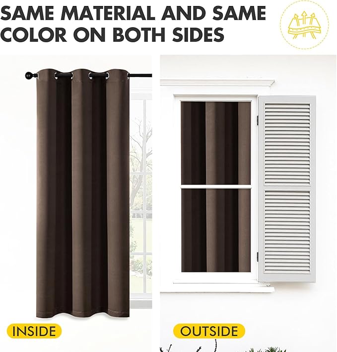 MIULEE Chocolate Brown Blackout Curtains