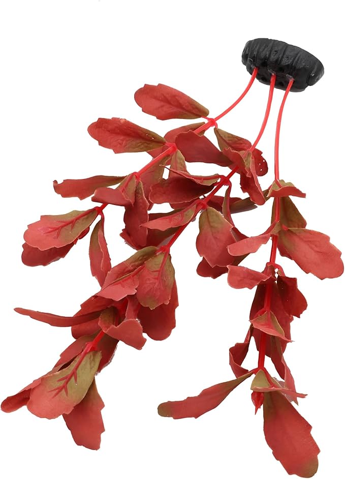 2-Pack 12 Inch Aquarium Silk Aquarium Plants, Artificial Plastic Plant for Small Tank, Goldfish, Fish Hides (Red, 12 Inch)
