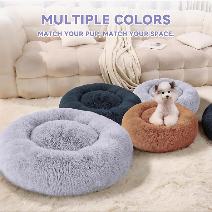 Large Dog Bed, Washable Plush Donut Dog Bed, 36 Inch | Extra spacious plush dog cushion with calming support for large dogs enjoying daily recovery, cozy naps and indoor comfort.