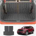 Cargo Mat Compatible with 2020-2025 2026 Ford Explorer Trunk Mat Cargo Liner Seat Back Cover Protector TPE All Weather Trunk Liner 2025 Explorer Accessories (Trunk Mat with Backrest Mats)
