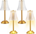 Liliful 4 Pcs LED Portable Cordless Table Lamp Touch Battery Operated Rechargeable Desk Lamp 3 Color Dimmable for Bedroom Living Room Dining (Rose Style,Gold)
