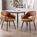 DUOMAY Swivel Dining Armchair Set of 2 PU Leather Upholstered Modern Accent Guest Chair for Home Office & Dining Room, Brown
