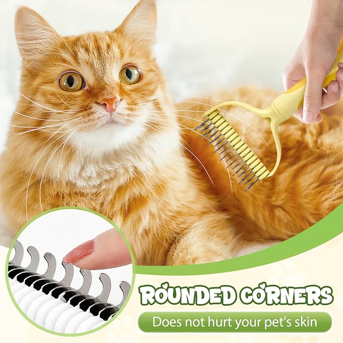 Double-Sided Pet Grooming Brush for Dogs and Cats, 2026 New Dog Deshedding Brush, Dematting Comb Removes Tangles Knots and Loose Fur, Ergonomic Pet Grooming Tool (White*2)