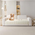 HANDONTIME Couch Cover for Dogs Washable, Fuzzy Sofa Cover for Pets Geometric Jacquard Non-Slip Couch Protector for Dogs Pet-Friendly Sectional Cushion Covers Pet Furniture Cover (Beige,35.4" x 94.5")
