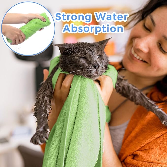 Moukeren 12 Pcs Dog Towels Bulk 20'' x 39'' Microfiber Bath Towels for Drying Dogs Absorbent Soft Pet Grooming Towels for Small Medium Puppy Cat Bath Pet Grooming Shower Essential, 12 Colors