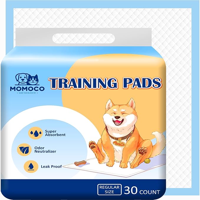 MoMoCo Potty Pads 22"x22", 30 Count – Puppy Training Pads, Leak-Proof & Super Absorbent, Disposable Pads for Dogs, Cats & Rabbits