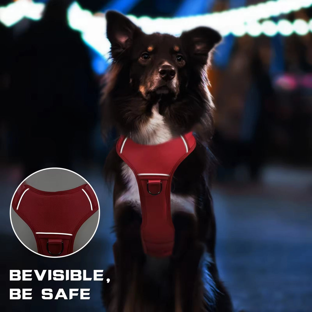 Heat-resistant Durable Nylon Tactical Service Dog Harness, Adjustable No-pull Reflective Vest With Dual Handles For Large Dogs