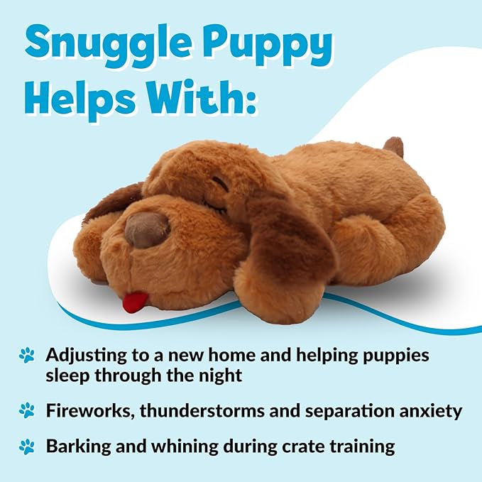 Original Snuggle Puppy Heartbeat Puppy Toy - Heartbeat Puppy for Dogs - Pet Anxiety Relief and Calming Aid - Comfort Dog Toy - Behavioral Training and Sleep Aid Cuddle buddy - Crate Training Essential
