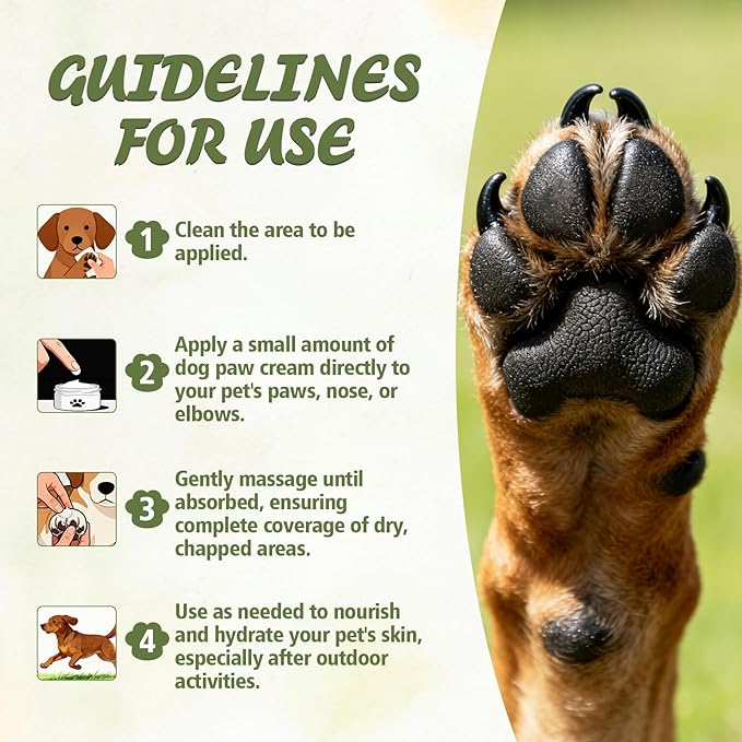 Dog Paw Balm, Paw Moisturizer for Dogs and Cats, Contains Coconut Oil, Nourishing and Moisturizing, Suitable for Dry, Cracked Paws and Noses, 60g