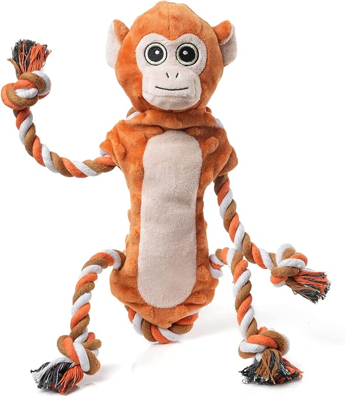 Dog Tug Toys, Stuffed Animal Dog Chew Toy, Cute Puppy Squeaky Dogs Plush Toys with Crinkle Paper for Small, Middle, Large Breed