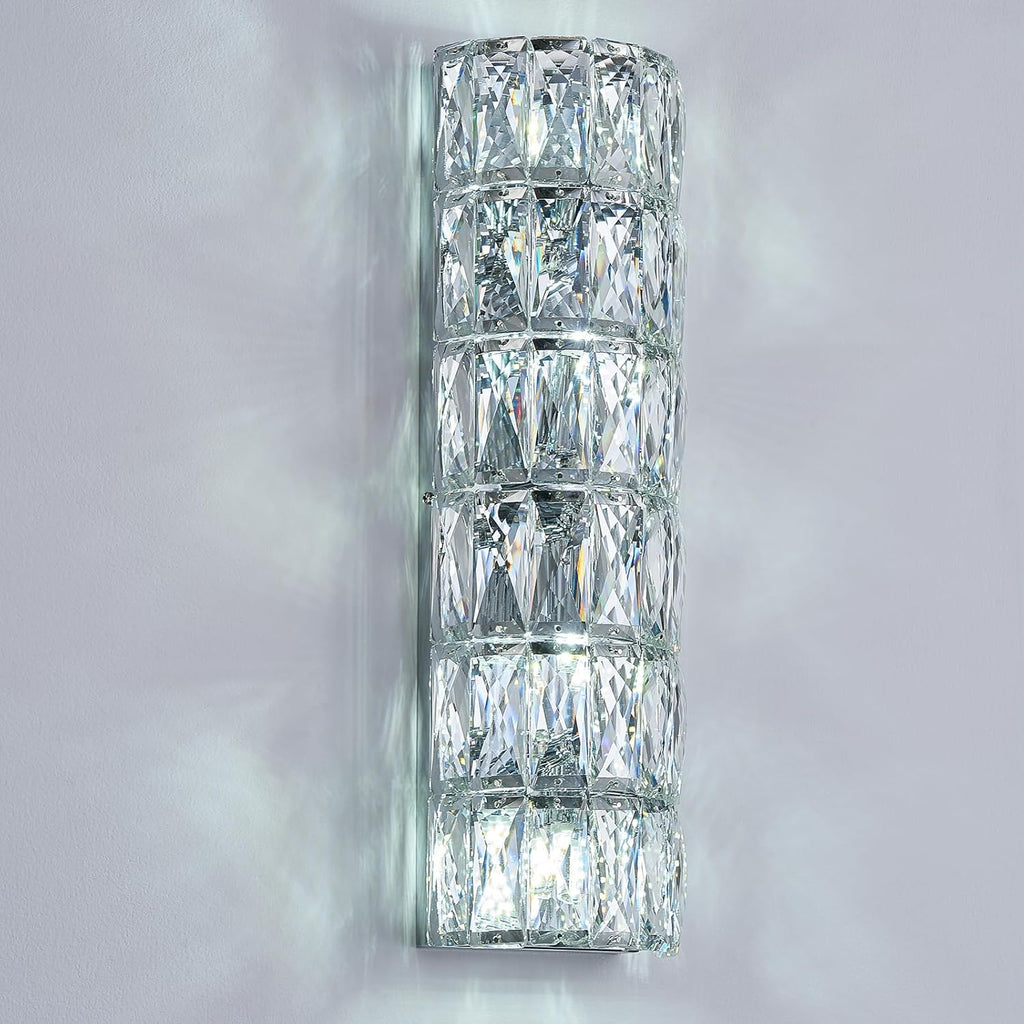 6 Layer Chrome Crystal Wall Sconce, Modern Wall Lamp Light Fixture for Bathroom Vanity, Stairway, Kitchen, Living Room, Bedroom, Hallway
