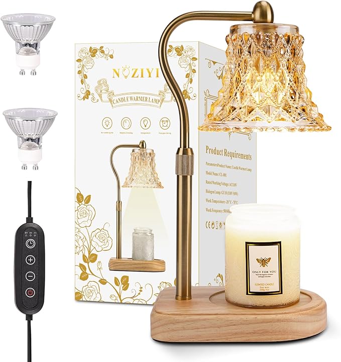 Candle Warmer Lamp with Timer Dimmer, Candle Warmer Light with 2 Bulbs, Birthday Gifts for Women Mom, House Warming Gifts New Home Decor, Wax Melt Warmer for All Scented Jar Candle Sizes