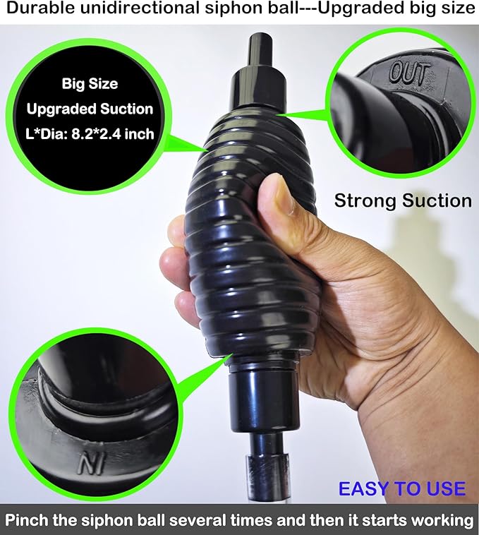 7ft Aquarium Gravel Vacuum Cleaner - Hand Pump Siphon Water Changer for Fish Tank Cleaning Gravel & Sand
