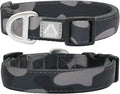 Soft Padded Dog Collar, Neck 9’’-14’’, Adjustable Heavy Duty Collar with 3M Reflective Logo for Small Dogs, Camo Dark Gray, S