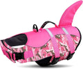 Dog Life Jacket Ripstop Dog Shark Safety Vest Adjustable Preserver with High Buoyancy and Durable Rescue Handle for Small,Medium,Large Dogs, Pink Camouflage X-Large