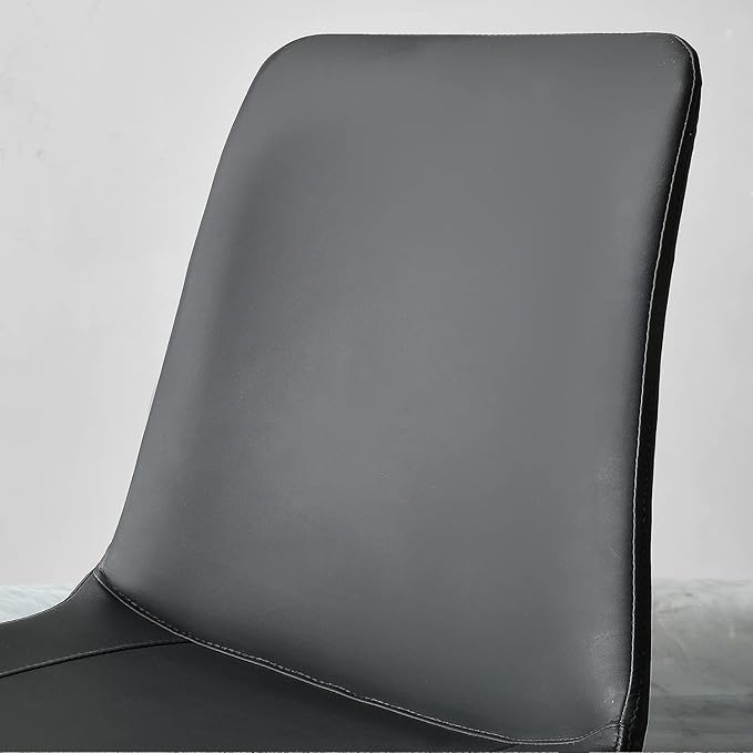 Black Dining Chairs Set of 4, Faux Leather Mid Century Modern Chairs with Metal Chair Legs, Kitchen Chairs for Dining Room, Restaurant, Living Room