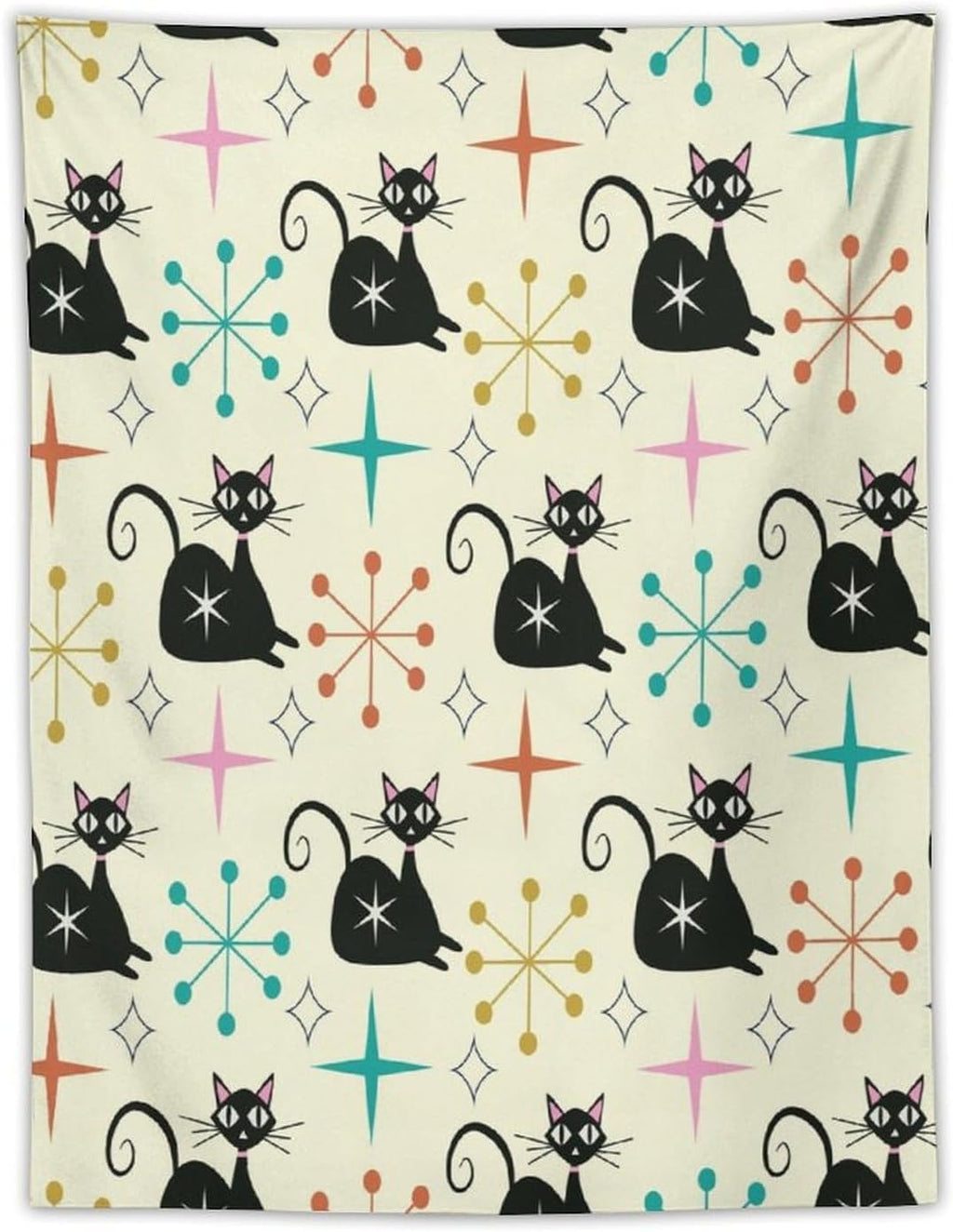 ICMOLYYENLO Abstract Cat Tapestry, Medieval Abstract Atomic Star Cat Vintage Home Wall Hanging Art Tapestry for Bedroom Living Room Dormitory 60x80 Inch
