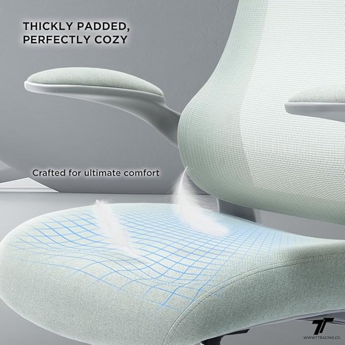 TT Airflex V2 Mesh Ergonomic Super Soft Wide Cushion Office Computer Desk Chair Adjustable Arms (Minty Green)