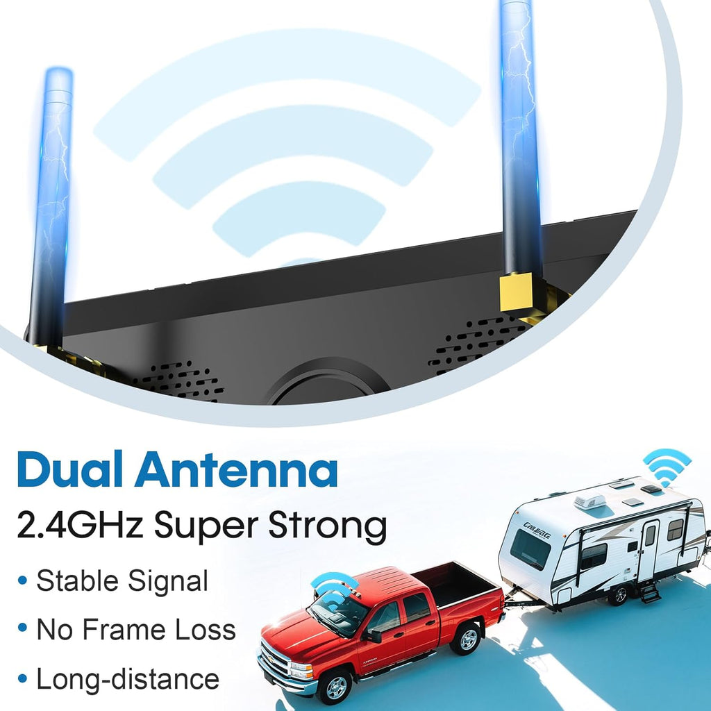 7-Inch Wireless Backup Camera for RV Trailer - HD 1080P Monitor, Night Vision, IP69 Waterproof, Easy Installation Compatible with Furrion, Split Screen 4 Channels Y31