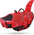 Shark Dog Life Jacket, LifeVests for Boating, High Buoyant Dog Life Vest for Swimming, Adjustable Easy On Pet Jackets for Small, Medium, Large Dogs (Red Triangle,XXL)