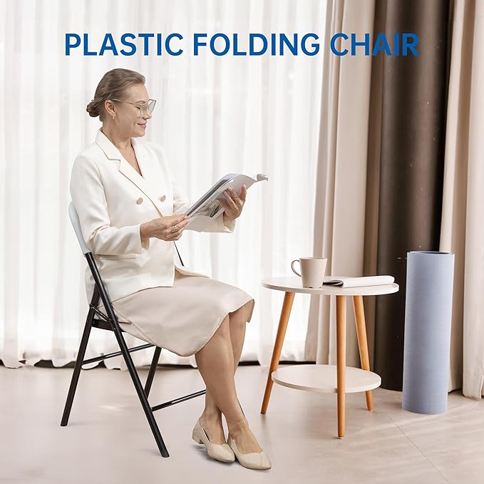10 Pack Thicker 800 LBS White Folding Chairs, Commercial Grade Folding Chair, Foldable Chairs for Events