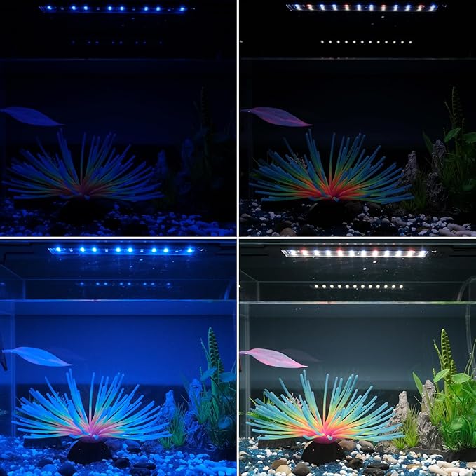 Pawfly 11W Aquarium LED Light for 12 to 18 Inch Fish Tanks Extendable Fish Tank Light with Full Spectrum Brilliant White Blue Red Lights with Daytime & Night Modes and Adjustable Brightness