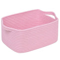 CubesLand Cube Storage Organizer Basket Bin, Cube Shelf Shelves Cotton Rope Basket, Durable Woven Rectangular Basket for Organizing, Nursery Toys Basket, 14x10x7.08IN Pink Basket