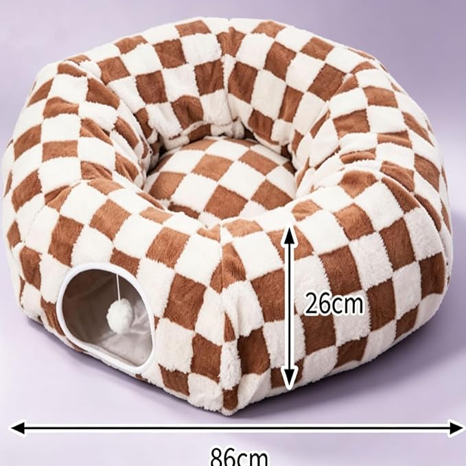 2026 New Tunnel Bed for Dachshund Dog,Dachshund Tunnel Bed - Flower Design Plush Foldable Dog Bed,Cat TunnelBed for Indoor Cats Tunnel Donut with Cushion and Play Ball,2 in 1,Detachable (B)